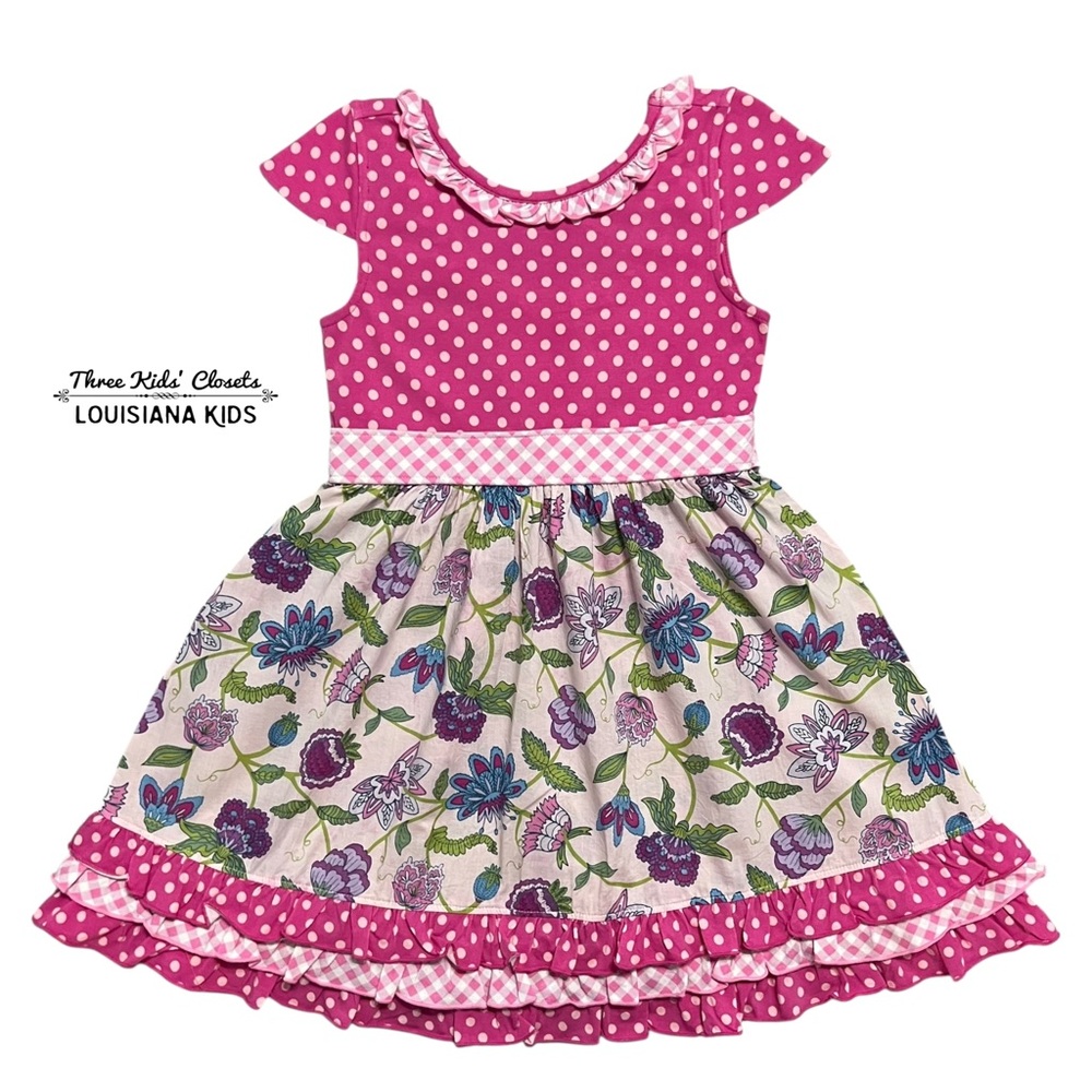Matilda Jane 6Y Brilliant Daydream Dot Dot Dot Dress Floral Checkered Polkadots
